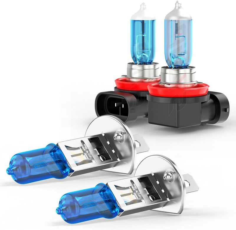 SYJIIP Compatible with Hyundai Elantra (2011 2012 2013) Halogen Bulbs, H1 High Beam + H11 Low Beam Replacement Bulbs Combo, 300% Brightness 6000K White Super Bright, Plug and Play, Pack of 4 - Image 1